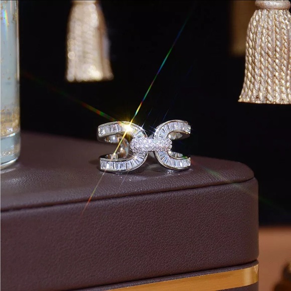 925 SILVER FILLED BOHEMIAN MICRO INLAID CUBIC ZIRCON ADJUSTABLE RING - Picture 7 of 16